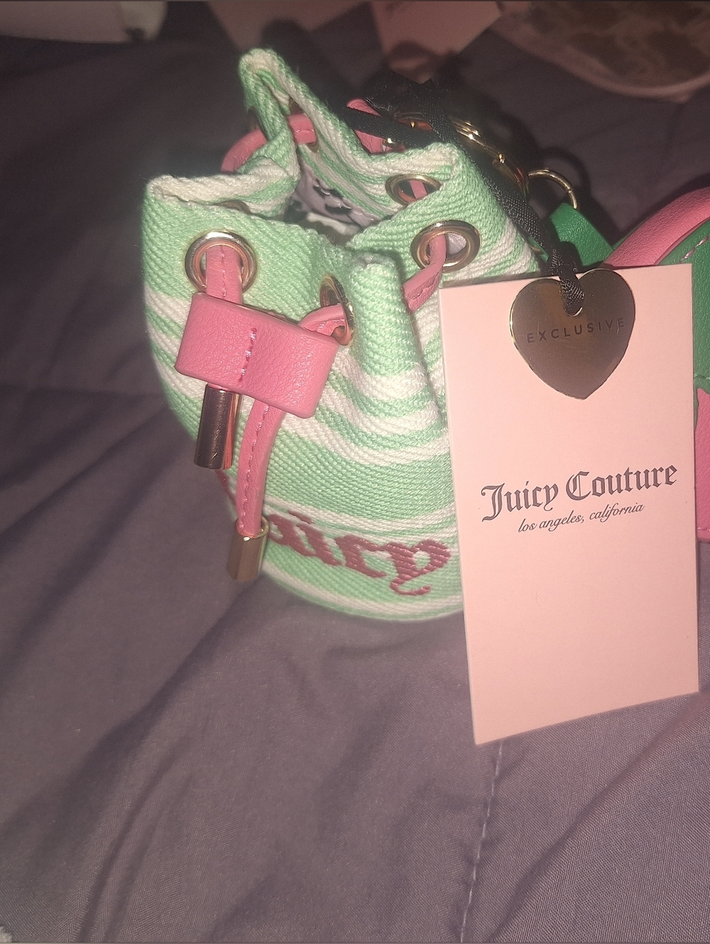 EXCLUSIVE Juicy Couture Pink and Mint Green Strawberry Charm Key/Card Holder